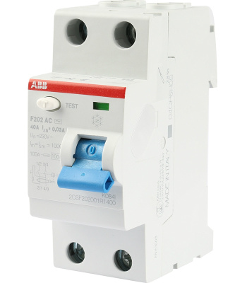 Устройство защитного отключения (УЗО) ABB F202, 2P, 40А, 30мA, тип AC, 2CSF202001R1400