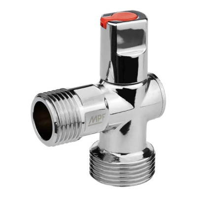 Кран шаровой угловой для бытовой техники, ручка сверху, хромированная латунь, наружная-наружная резьба, MPF (MasterProf) ИС.081200, 1/2"х3/4" купить в отделе магазина Экономстрой