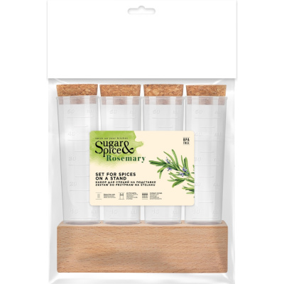 Набор для специй Sugar&Spice, Rosemary, на деревянной подставке, 4 шт