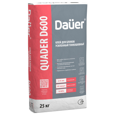 Клей монтажный тонкошовный Dauer Quader D600, 25 кг