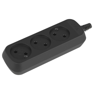Колодка черная (розетка удлинителя) У3-О, 3-местная, без заземления, 250В 10А купить в отделе магазина Экономстрой