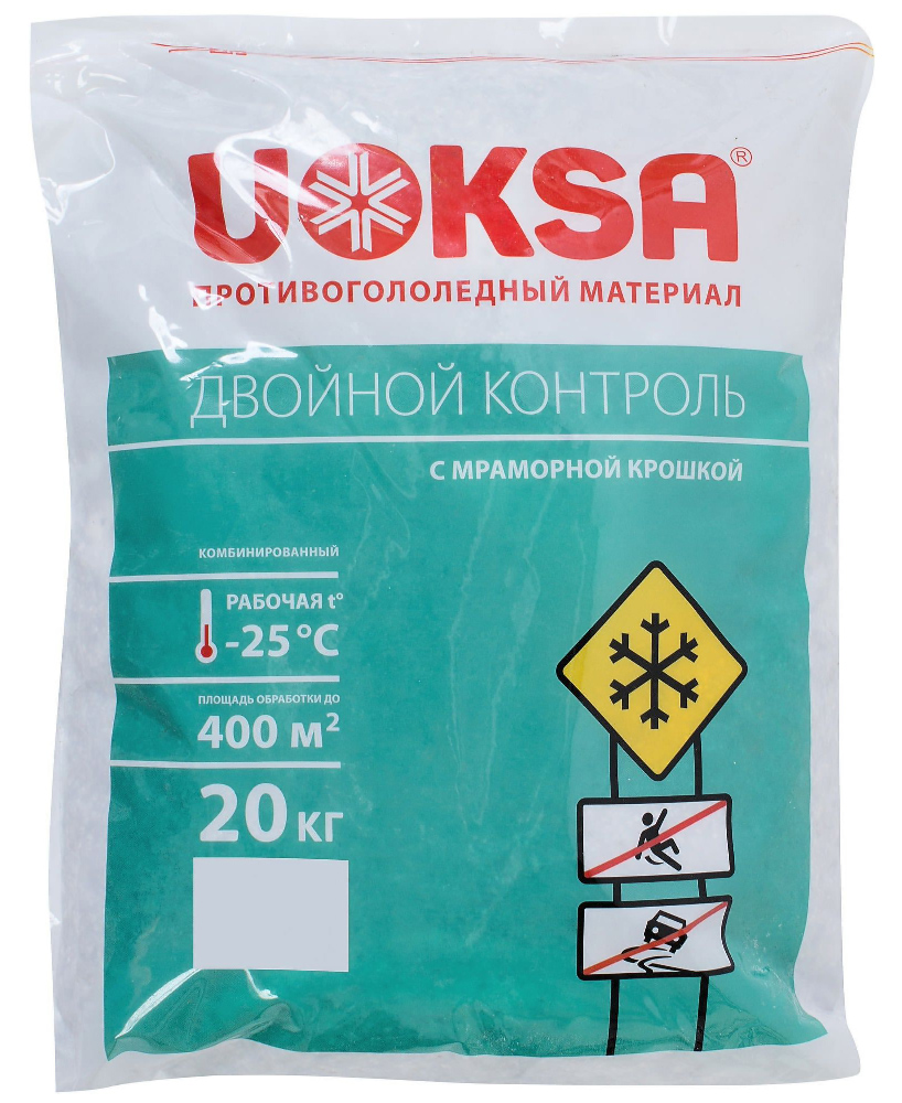 картинка Противогололедный реагент Uoksa Двойной Контроль с мраморной крошкой (до -25°C), 20 кг от магазина Экономстрой