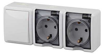 Блок 2 розетки с заземлением, с крышкой+выкл. IP54, 16А 250В, белый, открытой установки, 11-7403-01 ЭРА ЭКСПЕРТ (Б0027673) купить в отделе магазина Экономстрой