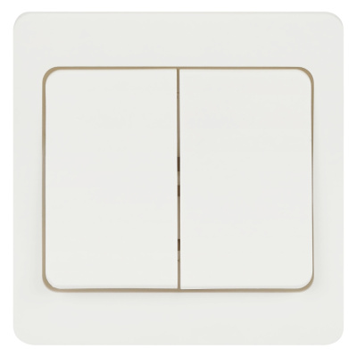 Выключатель Intro, Style, 10А-250В, IP20, СУ, 2-х клавишный, белый