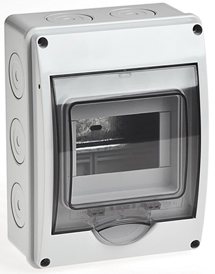 Бокс распределительный RUVinil ТУСО (IP65), ОП, 5 модулей, серый, с прозрачной дверцей, 200х150х98 мм купить в отделе магазина Экономстрой