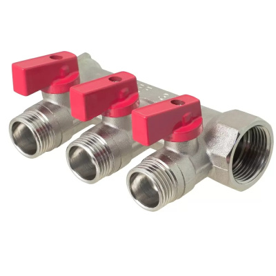 Коллектор с отсекающими кранами VALTEC, 3/4"х3 выход, 1/2" наружная резьба купить в отделе магазина Экономстрой