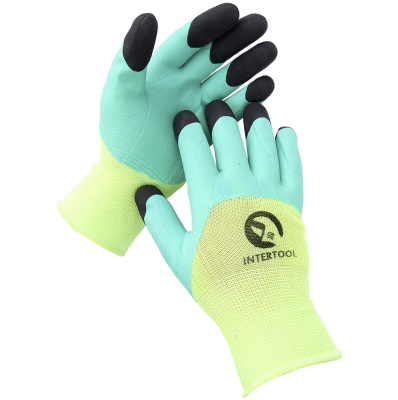 Перчатки нейлоновые со вспененным покрытием, Глубокое макание "Ноготки", зеленый купить в отделе магазина Экономстрой