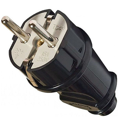 Вилка UNIVersal черная прямая с заземлением А1010 16А купить в отделе магазина Экономстрой