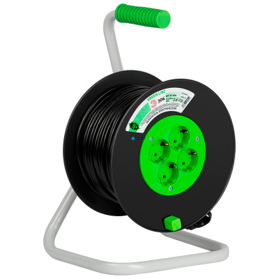 Удлинитель силовой на катушке Эра Green line, с заземлением, ПВС 3х1 мм2, 4 розетки, 40 м купить в отделе магазина Экономстрой