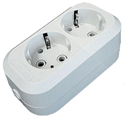 Колодка удлинителя 2 гнезда, с заземлением E302, АБС-пластик UNIVersal  купить в отделе магазина Экономстрой