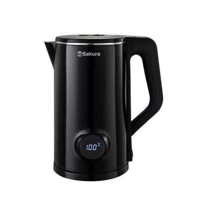 Чайник электрический Sakura SA-2190DBK, черный, 1,8 л, 1500-1800 Вт, LCD дисплей, нержавеющая сталь купить в отделе магазина Экономстрой