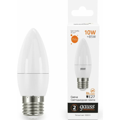 Лампа светодиодная Gauss LED Elementary матовая E27 10W 750lm 3000К, 30210 купить в отделе магазина Экономстрой