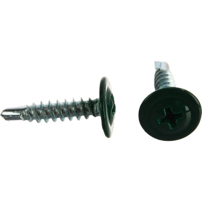 Саморез по металлу с прессшайбой со сверлом RAL 6005, темно-зеленый, 4,2x19 мм (30 шт) купить в отделе магазина Экономстрой