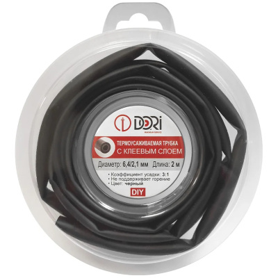 Термоусадочная трубка Dori, ТТК 6,4/2,1 ролик L=2 м, чёрный купить в отделе магазина Экономстрой