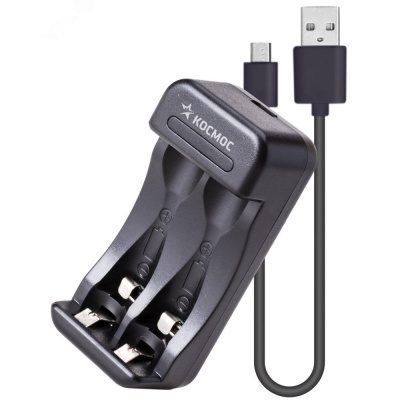 Зарядное устройство для аккумуляторных батареек Космос KOC901USB 1-2 AAA/AA, питание от USB шнура + автоотключение