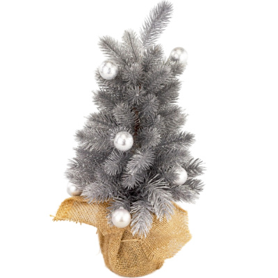 Ель искусственная, с шарами, серебряный, 46 см купить в отделе магазина Экономстрой