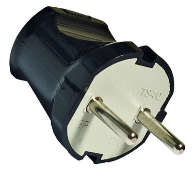 Вилка UNIVersal черная прямая без заземления А0113 6А купить в отделе магазина Экономстрой