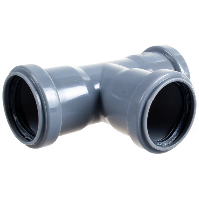 Трехраструбный канализационный тройник RTP (РосТурПласт), 36530, D 50х50 мм, 90 градусов, серый купить в отделе магазина Экономстрой