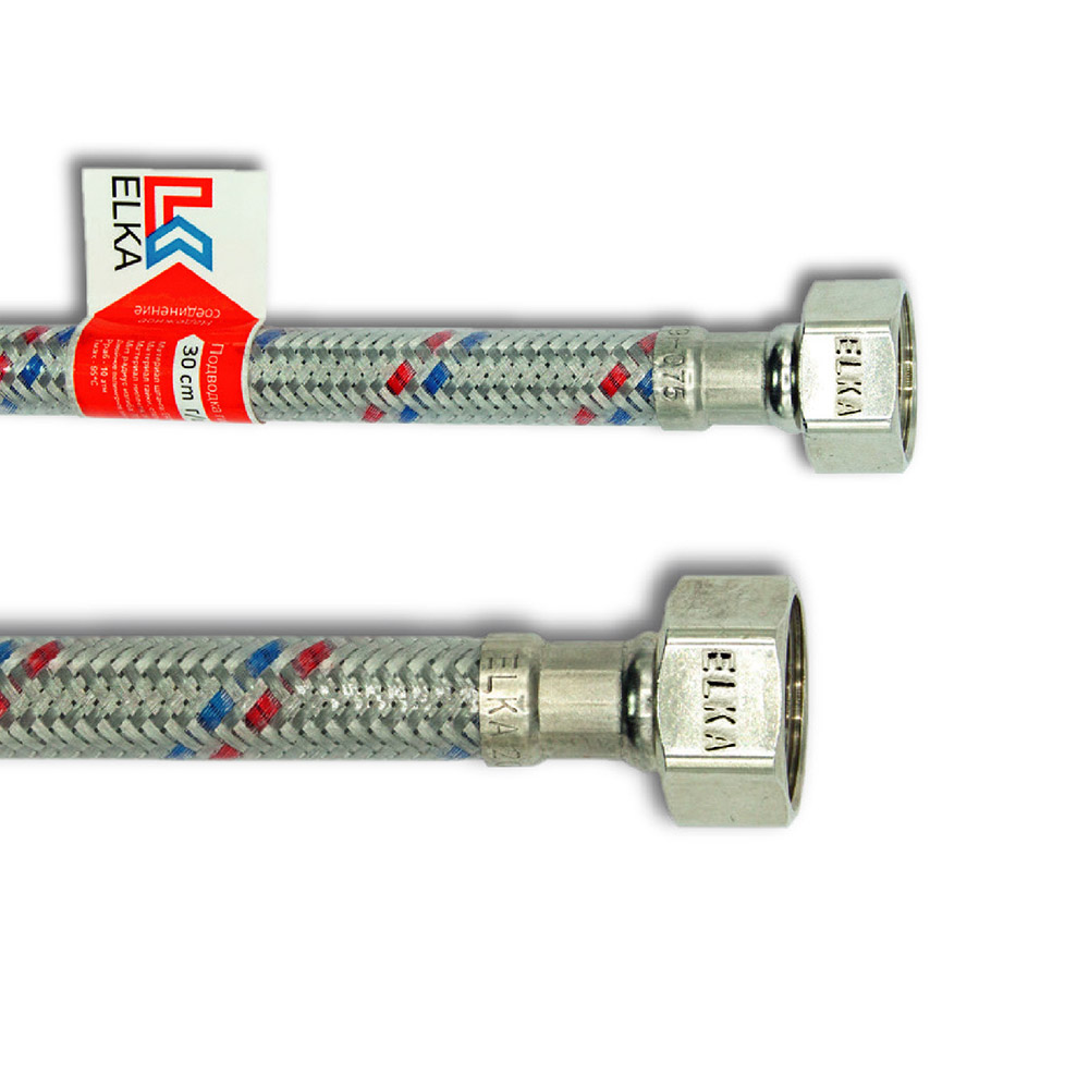 Подводка для воды нержавеющая сталь ELKA 1/2" 1,5 м гайка/гайка в оболочке купить в отделе Подводка для воды магазина Экономстрой