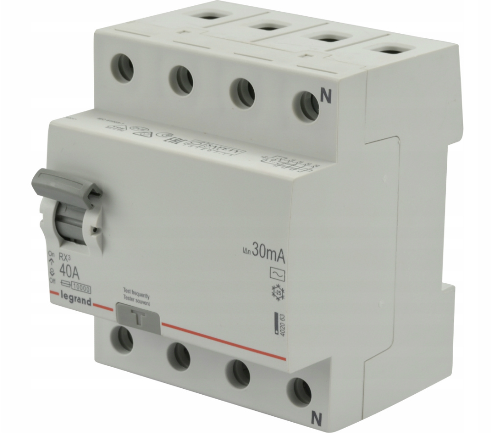 Устройство защитного отключения (УЗО) Legrand RX3, 4P, 40А, 30мA, тип AC, 402063 купить в отделе УЗО магазина Экономстрой