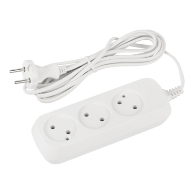 Удлинитель бытовой без заземления Эра, Greenline, 3 гнезда, ШВВП 2x0,75, 10A/3500Вт, 3 м купить в отделе магазина Экономстрой