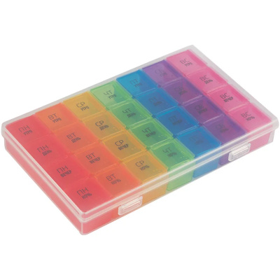 Таблетница Ecos, 28 секций, разноцветный, 17,5х11х2,5 см купить в отделе магазина Экономстрой