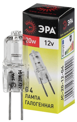 Лампа галогенная Эра G4-JC-20W-12V-Cl 280lm 3000К, C0027369
