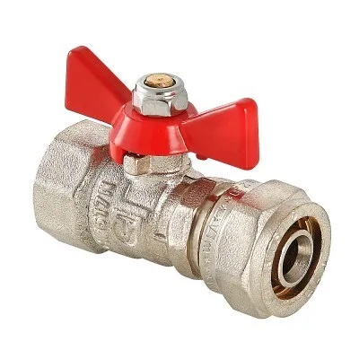 Кран шаровой с обжимным соединением и внутренней резьбой, рукоятка бабочка, Valtec VT.342.N.1604, 16х1/2" купить в отделе магазина Экономстрой