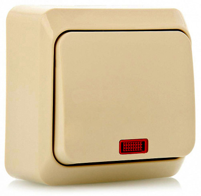 Выключатель 1 клавишный открытой установки с подсветкой Крем Этюд Schneider Electric