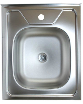 Мойка накладная из нержавеющей стали 50х60/17 см 0,6 мм 3,5"   выпуск 3 1/2" КРОМРУС 201 ЕС-208 443533 купить в отделе магазина Экономстрой