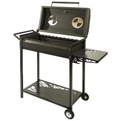 Стационарный мангал-гриль Royalgrill 80-278, 102х39х91 см, черный (с дровницей, столиком, термометром) купить в отделе магазина Экономстрой