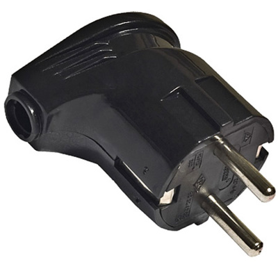 Вилка UNIVersal черная угловая с заземлением А0105 16А купить в отделе магазина Экономстрой