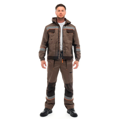 Костюм рабочий мужской (куртка + брюки) Берген, бежевый с темно-коричневым, р. (56-58) 112-116/170-176 купить в отделе магазина Экономстрой