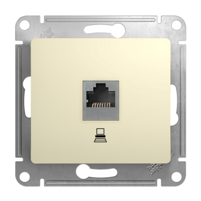 Розетка компьютерная Schneider Electric, Glossa, RJ45, категория 5е, бежевая купить в отделе магазина Экономстрой