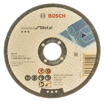 Диск отрезной по нержавеющей стали (125х2,5х22,2 мм; прямой) Bosch Standard, 2.608.603.166
