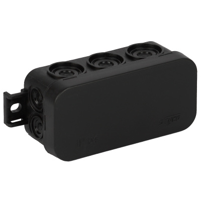 Коробка распаячная для открытой проводки Тусо RUVinil (IP54) 67091Ч, черная, 43x80x35 мм