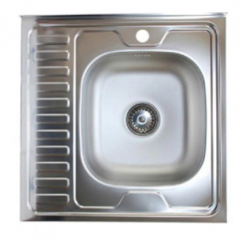 Мойка накладная из нержавеющей стали 60х60/17 см 201 правая 0,6 мм 1 1/2" артикул EC-209 Кромрус 444299 купить в отделе магазина Экономстрой