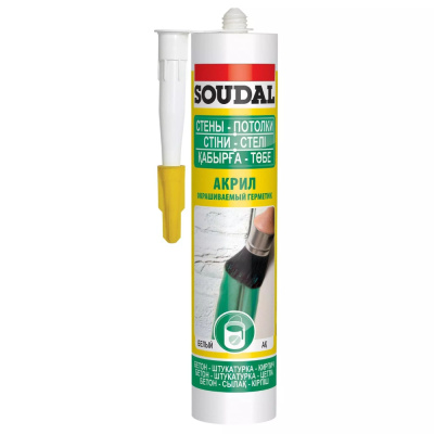 Герметик акриловый Soudal, универсальный, белый, 280 мл купить в отделе магазина Экономстрой