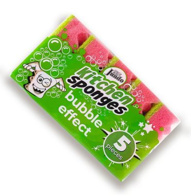 Губка для посуды Jundo, &quot;Kitchen Sponges&quot;, Multi Wave (bubble effect), розовый, 5 шт