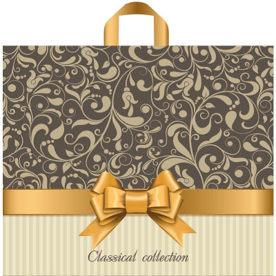 Пакет подарочный пластиковый, бежевый, узор-пакет, петлевой, 34x40 см купить в отделе магазина Экономстрой