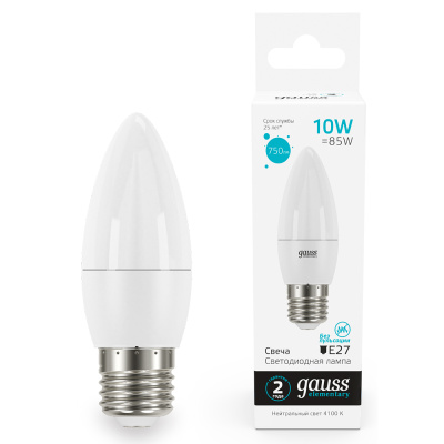 Лампа светодиодная Gauss Elementary LED Candle Свеча матовая E27 10W 750lm 4100К, 30220 купить в отделе магазина Экономстрой