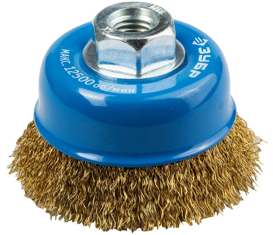 Щетка чашечная для УШМ (75 мм; М14), витая стальная проволока, Зубр 3526-075_z01 купить в отделе Щетки-насадки для шлифовальных машин магазина Экономстрой
