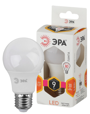 Лампа светодиодная Эра LED ЛОН smd A60-9W-827-E27 720lm 2700К, Б0032246 купить в отделе магазина Экономстрой