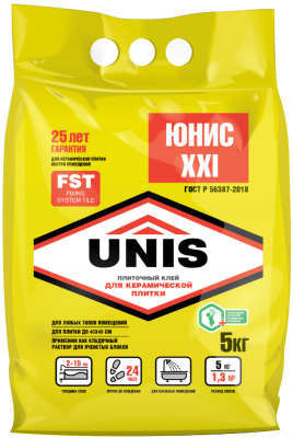 Клей плиточный Unis ХХI, 5 кг купить в отделе магазина Экономстрой