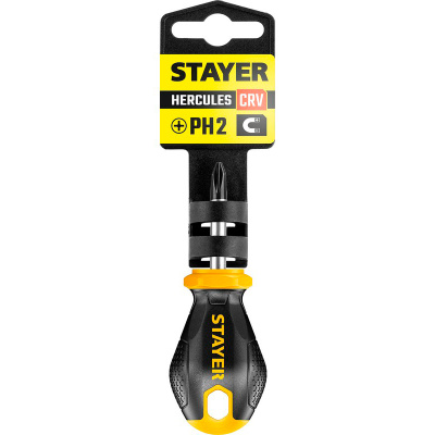 Отвертка крестовая Stayer, двухкомпонентная рукоятка, магнитный наконечник, PH2x38 мм