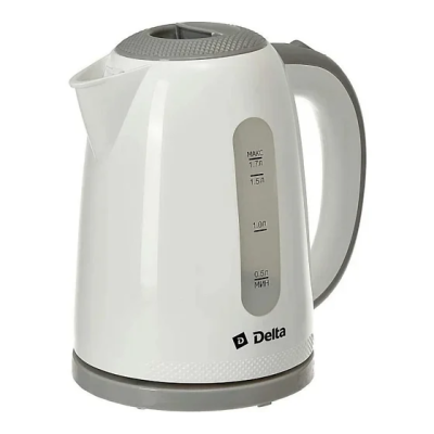 Чайник электрический Delta Dl-1106, 2200 Вт, 1,7 л, белый с серым купить в отделе магазина Экономстрой