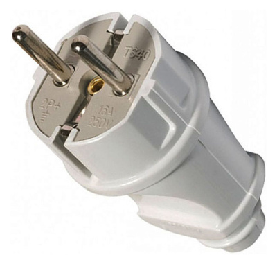 Вилка UNIVersal белая прямая с заземлением А101 16А купить в отделе магазина Экономстрой