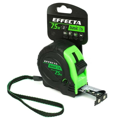 Рулетка с магнитом Effecta Basic, 3 стопа, 7,5 м х 25 мм купить в отделе магазина Экономстрой