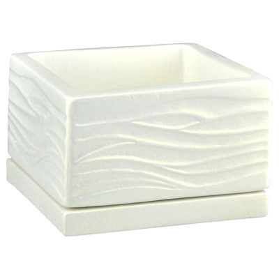 Горшок керамический Волна, низкий, белый, 15х15х9 см