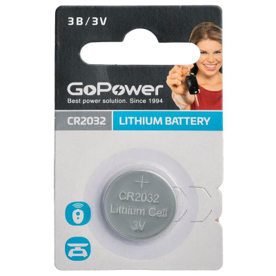 Батарейка литиевая GoPower Lithium CR2032 BL1, 3V (1 шт)